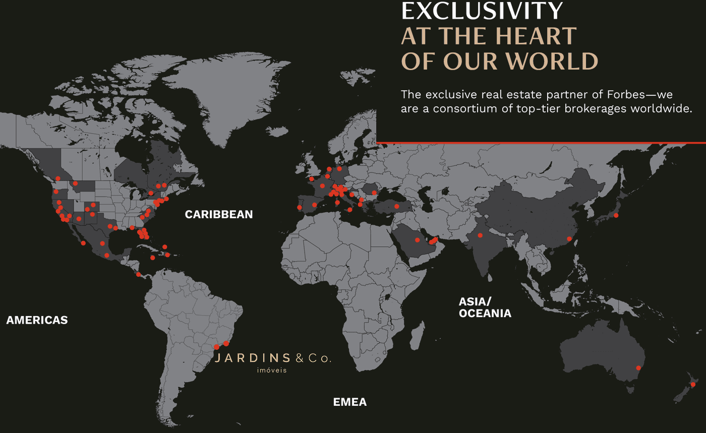 Mapa da presença global da Forbes Global Properties
